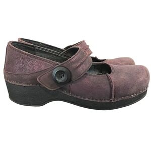 Dansko Women Burgundy Suede Mary Jane Clogs Comfort Shoes Vintage Y2K Size 40